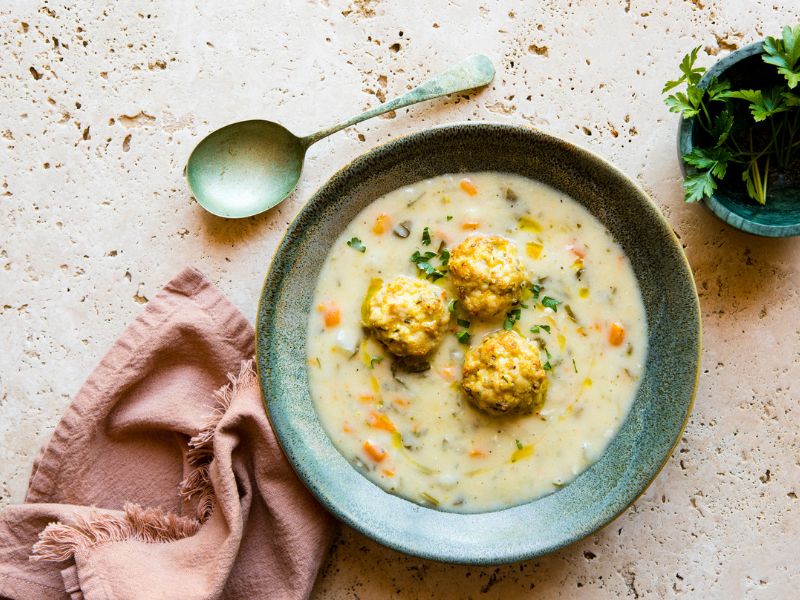 CREAMY CHICKEN MEATBALL SOUP