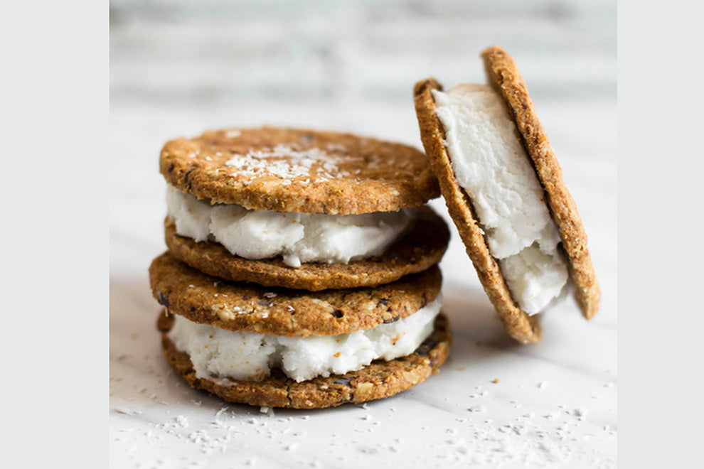 COCONUT ICE CREAM ANZAC SANDWICH
