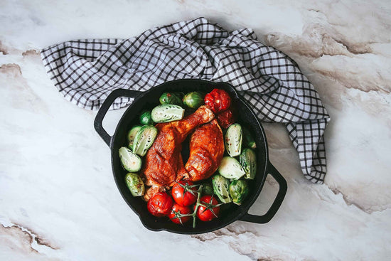 SAFFRON AND TOMATO CHICKEN WITH BRUSSEL SPROUTS