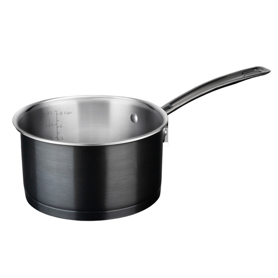 MSS195-18C  - 2.5 QUART BLACK MICA SHINE STAINLESS STEEL SAUCEPAN