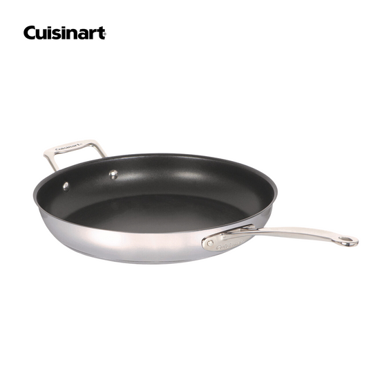12" NONSTICK SKILLET WITH HELPER - FROSTED PEARL