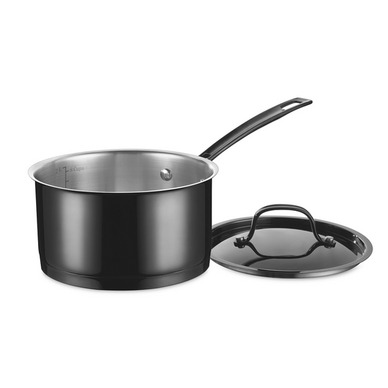 2.5 QUART BLACK MICA SHINE STAINLESS STEEL SAUCEPAN