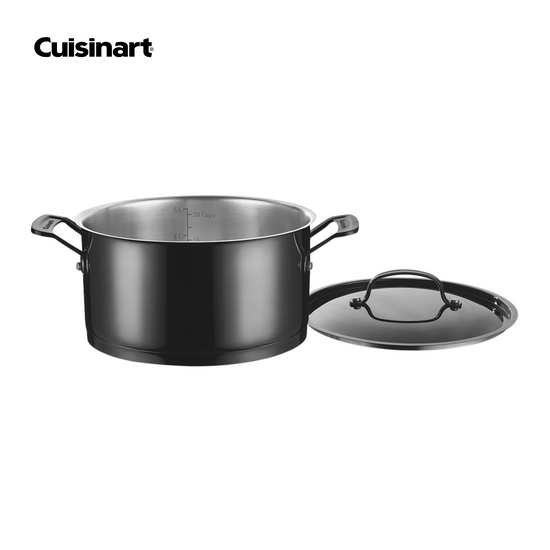 MSS66-24C -  6-QUART MICA SHINE BLACK STAINLESS STEEL COVERED STOCKPOT